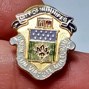 Vintage City of Winnipeg Crest Lapel Pin Manitoba Canada Coat of Arms